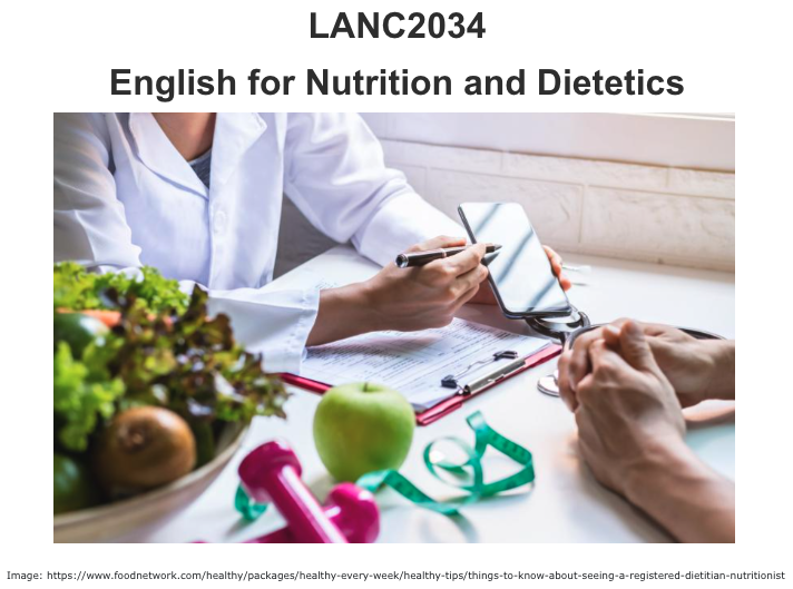 Course Image LANC2034: English for Nutrition and Dietetics_Spring25
